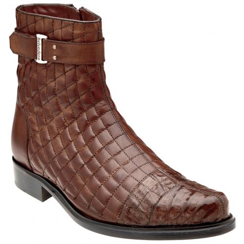 Belvedere "Libero" Antique Maple Genuine Alligator / Soft Quilted Leather / Leather Sole Boots 819.